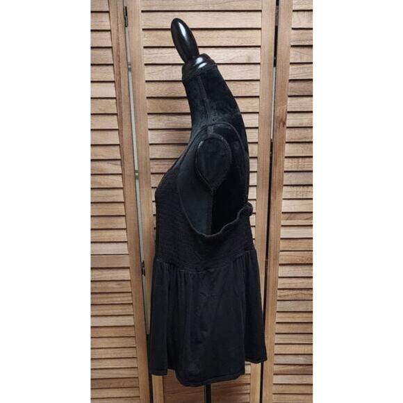 Torrid 3 Black Smocked Babydoll Tank Top Plus Size 3X Women's Sleeveless Blouse - Picture 5 of 7